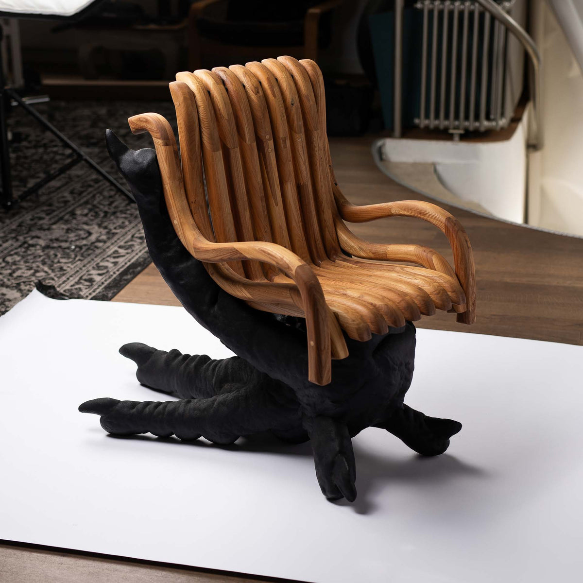 Chicken Feet Chair on a white backdrop during the photo shoot